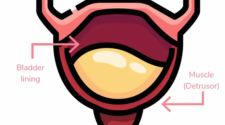Bladder lining; arrows pointing to muscle around bladder, urethra, ureters and bladder lining