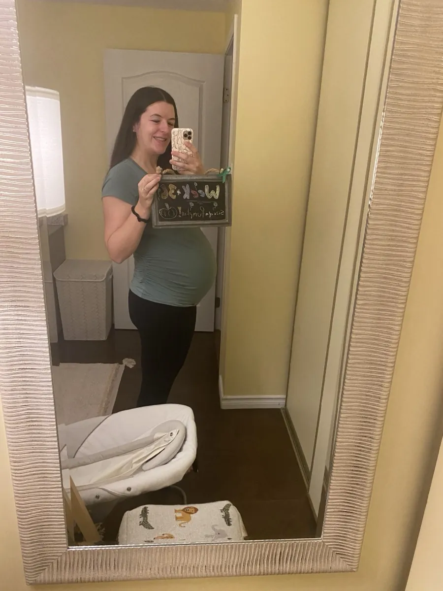 Laura at 36 weeks pregnant going for her c-section