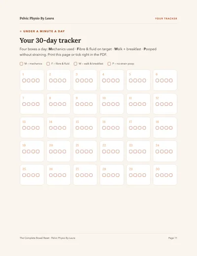 Interior page: the 30-day habit tracker