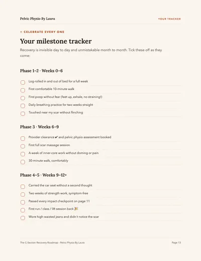 Interior page: the milestone tracker checklist