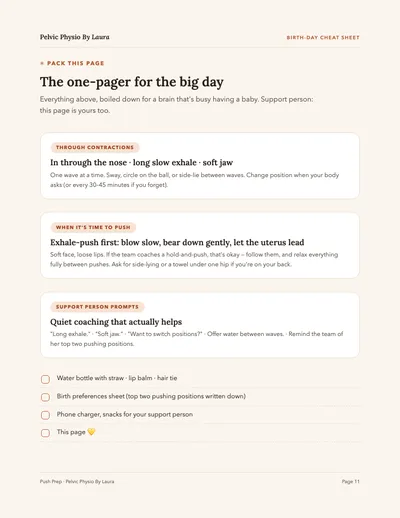 Interior page: the one-page birth-day cheat sheet